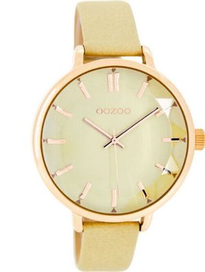 Damen Armbanduhr ooZoo C7915 Lederarmband Modisch beige rose Beauty Analog 40mm