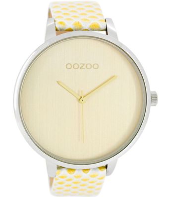 Damen Armbanduhr ooZoo Sommer 48mm C7905 Lederarmband gelb Snake Modern elegant