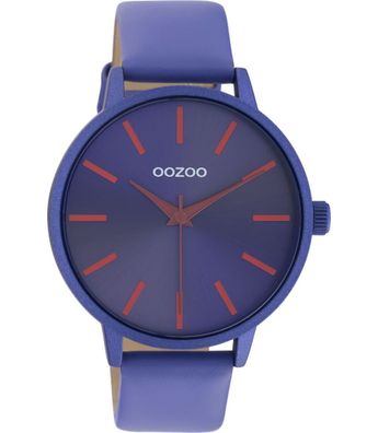 ooZoo Damenuhr neu Herrenuhr Armbanduhr Ø42mm C10874 Lederarmband purple Analog