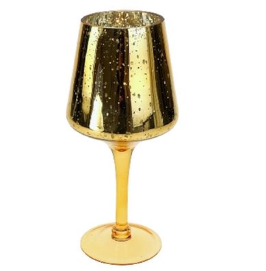 Wind auf Fuß Teelicht Glas H=30cm Kerzen Halter Vintage Gold Silber Weihnachten