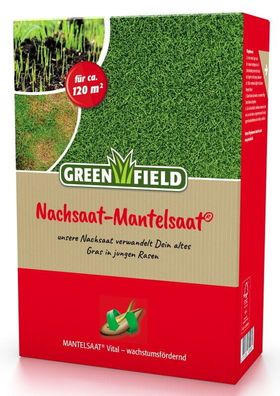 Greenfield Rasen Nachsaat Mantelsaat Mischung 2 kg für ca. 120 m² Rasensamen