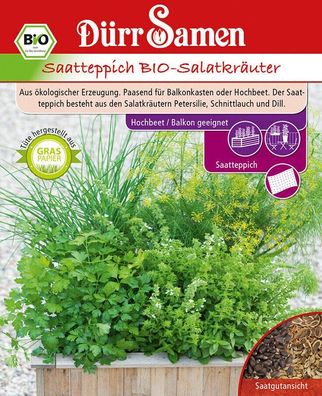 Saatteppich Bio Salatkräuter für Hochbeet und Balkon Samen