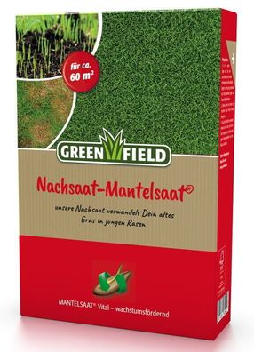 Greenfield Rasen Nachsaat Mantelsaat 1 kg für ca. 60 m² Rasensamen, Grassamen