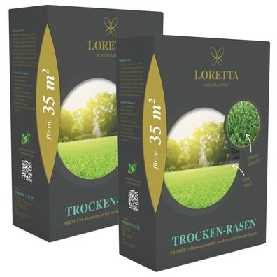 Loretta Trocken-Rasen, Premium-Rasen 2,2 kg Sparpack Mantelsaat für ca. 70 m²