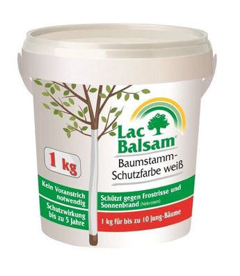Lac Balsam Baumstamm-Schutzfarbe weiß 1 kg Frostschäden Frostrisse Weißanstrich