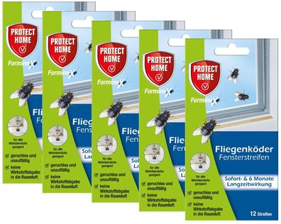 Protect Home FormineX Fliegenköder Fensterstreifen 5er Sparpack 60 Streifen