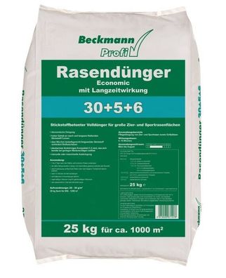 Beckmann Rasendünger Economic LZW 30 + 5 + 6 Langzeit 25 kg für ca.1000 m²