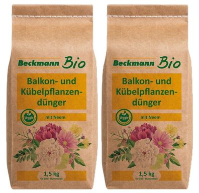 Beckmann BIO Balkon und Kübelpflanzendünger mit Neem Sparpack 2 x 1,5 kg