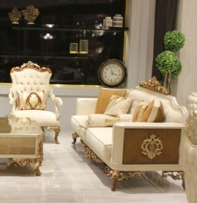 Elegante Wohnzimmer Möbelset luxuriösen Sofa bequemen Sessel Set mit 2