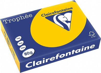 Clairefontaine Trophee Color Sonnenblumengelb 80g/ m² DIN-A4 - 500 Blatt