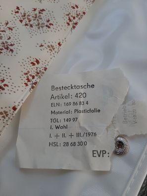 alte Bestecktasche aus DDR Zeiten - Plasticfolie