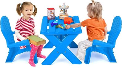 3 TLG. Kindersitzgruppe, Kindertisch mit 2 Adirondack-Stühlen, Kindertischgruppe