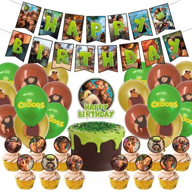 AC The Croods Eep Grug Party Set mit Ballons Kuchenkarte für Kinder Geburtstag Feiern