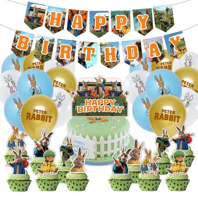 Peter Rabbit Benjamin Geburtstag Party Set mit Ballons Kuchenkarte für Kinder&Fans