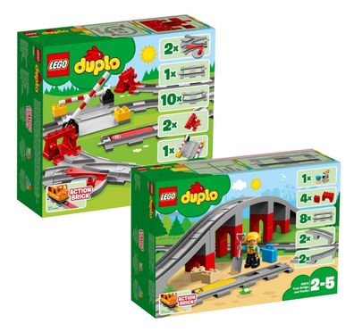 Lego® Duplo Set für 10874 Dampfeisenbahn: 10872 Brücke + 10882 Schienen - neu, ovp