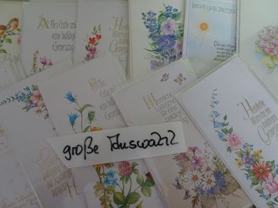 alte Grußkarten aus DM-Zeiten Gute Besserung Genesung Blumen Verse .....