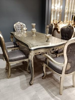 Designer Esszimmer Möbel Esstisch aus Holz Tisch Gold Platz für 6 Personen
