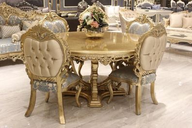Luxus Esstisch Rund Design Tisch klassische Esszimmer Tische Möbel Gold Neu