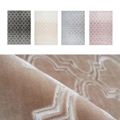 Teppich Grau Marokko Design Soft Rauten Marokkanisch Wohnzimmer Creme Rosa Beige