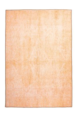 Teppich Verwaschen Kurzflor Vintage Einfarbig Uni Wohnzimmer Modern Orange Beige