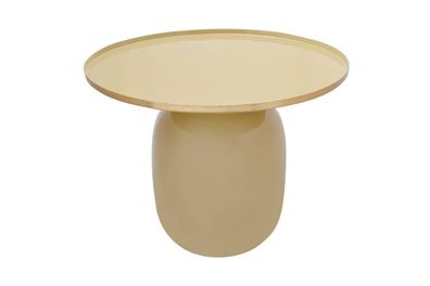 Retro Couchtisch Rund Gold Vase Beistelltisch Lackiert Rosa Grau Gelb Ø 51cm