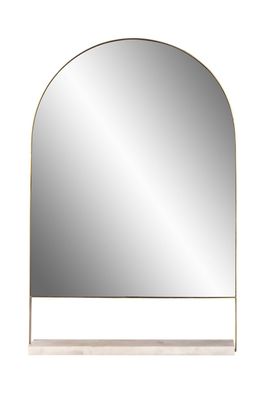 Bogen Spiegel mit Ablage Marmor Schwarz Weis Dekospiegel Badezimmer Flur 69 cm