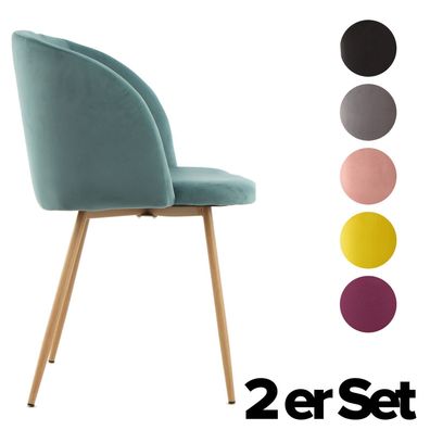Esszimmerstuhl Samt Rosa versch. Farben 2er Set Stuhl Modern Holz Optik Skandi