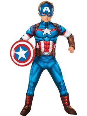 Rubies 702030 - Captain America Deluxe, Avengers Kinder Kostüm, Marvel Gr. S - L