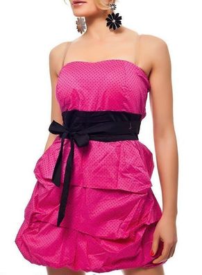 SeXy Damen Rockabilly Bandeau Mini Kleid Schleife Dots Smog 34/36/38 Top pink schwarz