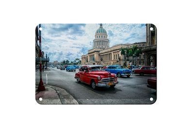 Blechschild Auto 18x12 cm Oldtimer Cuba Havana Geschenk Deko Schild