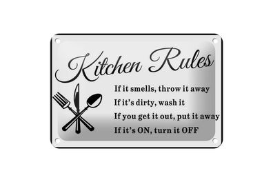 Blechschild Spruch 18x12 cm Kitchen Rules Küche Regeln Deko Schild