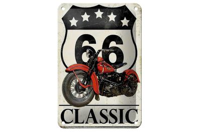 Blechschild Retro 12x18 cm Motorrad classic 66 5 Sterne Deko Schild