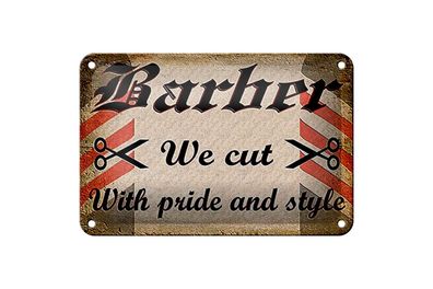 Blechschild Friseur 18x12 cm Barber we cut with pride style Deko Schild