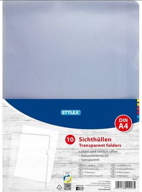 Stylex 40928 Sichthüllen, DIN A4, 10er Beutel, transparent