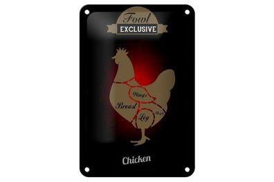 Blechschild Fleisch 12x18 cm Fowl exklusive chicken Metall Deko Schild