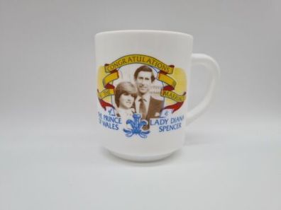 The Prince of Wales & Lady Diana Spencer Arcopal France 8,5cm Tasse Mug 1981