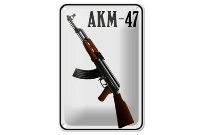Blechschild Gewehr 12x18 cm Kalaschnikow AKM-47 Metall Deko Schild