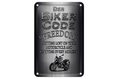 Blechschild Motorrad 12x18 cm Biker Code Freedom getting Deko Schild