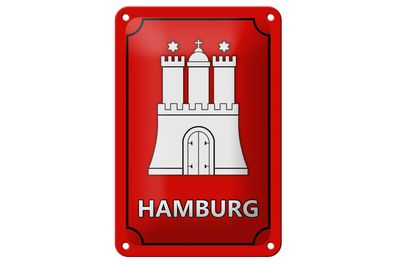Blechschild Hinweis 12x18 cm Hamburg Wappen Bundesland Deko Schild