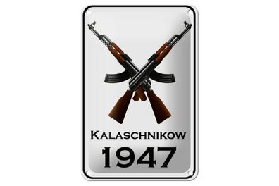 Blechschild Gewehr 12x18 cm Kalaschnikow 1947 Metall Deko Schild