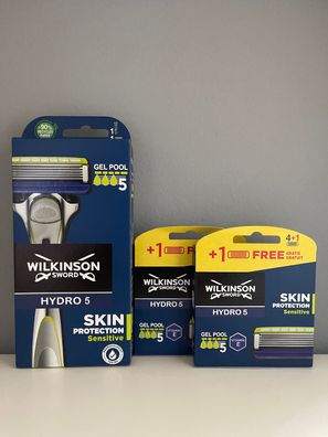 6 Wilkinson Sword Hydro5 Skin Protection Sensitive Rasierklingen + Rasierer OVP