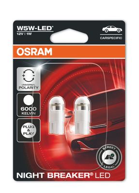 Osram W5W LED Standlicht, Nightbreaker T10 Leuchtmittel, Birne Weiß 1W Xenon Look