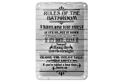 Blechschild Spruch 12x18 cm rules of the bathroom wash hands Deko Schild