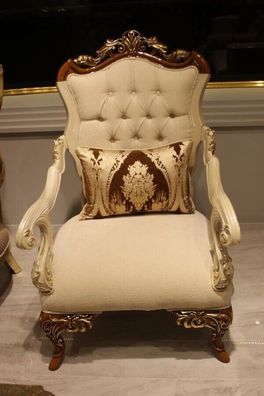 Exklusive Wohnzimmer Möbel luxuriösen Sessel bequemen Sessel Beige Neu