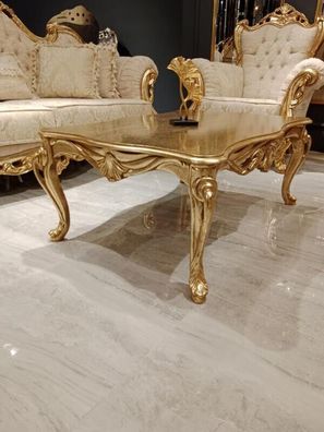 Couchtisch Tische Chesterfield Tisch Design Luxus Möbel Gold Holz Wohnzimmer Neu