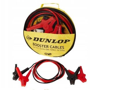 Dunlop Startkabelset Starthilfekabel Überbrückungskabel KFZ PKW Auto 16 mm² 3 m