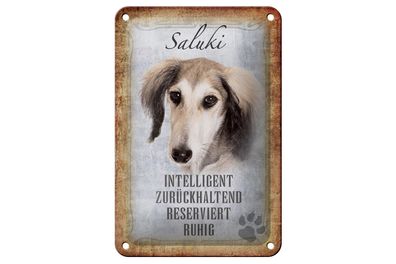Blechschild Spruch 12x18 cm Saluki Hund ruhig Geschenk Metall Deko Schild