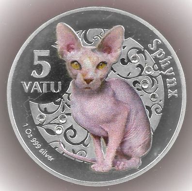 Medaille 5 Vatu 2015 Sphynx Katze (SK407)