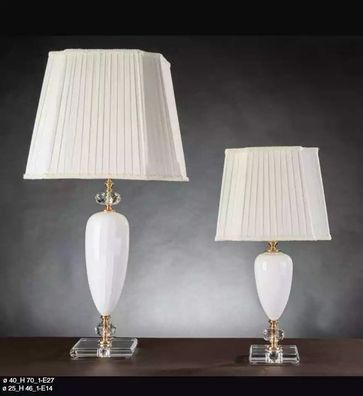 Tischleuchte Weiß Art déco Stil Tisch Lampe Kristall Leuchte Lampen Leuchten