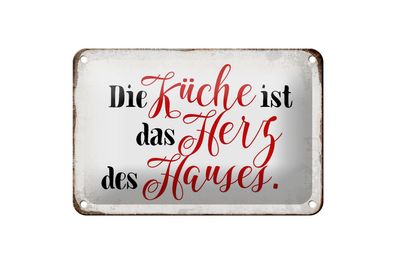 Blechschild Spruch 18x12 cm Küche ist das Herz des Hauses Deko Schild